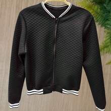 Women's Plus Size Bomber Jacket – Comfortable, Stylish And Ideal For Cold Days - Negro - Ver 1