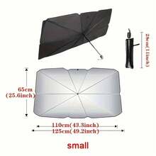 1pc Car Windshield Sunshade, UV Protection Sun Shade Visor, Heat Insulation, Easy Storage Foldable Large Umbrella, Fits All Vehicles Interior Accessories - Titanium Silver and Black - View 15