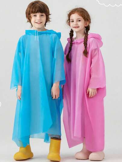 1pc Kids' EVA Raincoat - Stylish, Portable, And Non-Disposable Rain Poncho With Large Bag Pocket For Boys And Girls, Ideal For Kindergarten And Elementary School Students, Outdoor Activities|Raincoat|Rainproof Vest|Lightweight Rainwear, Thick