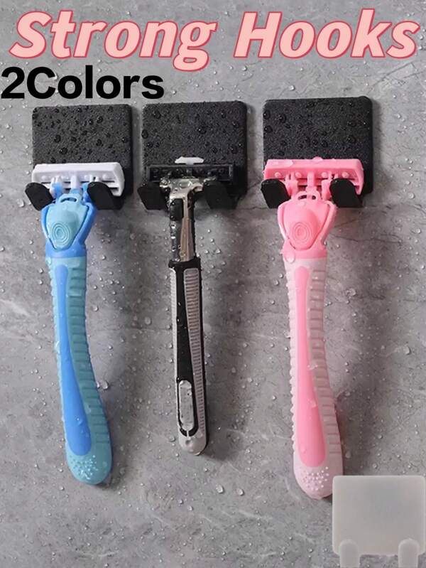 3/2/1pc No Drill Shaver Holder Wall Mounted With Adhesive Hooks - Bathroom Organizer For Razor, Chargers, Clothes, Towels - Space Saving Shower Accessories (Ideal Husband Gift, Home Decor) Home Bathroom Decor Fall Decor Back To School