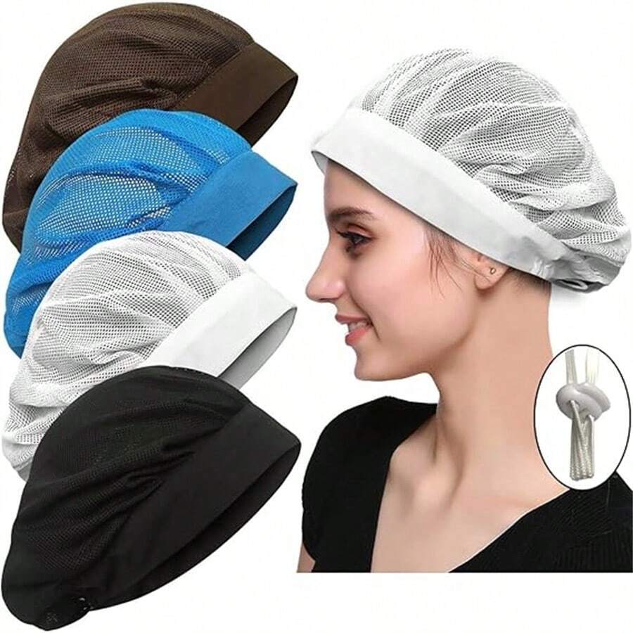 1pc Breathable Mesh Anti-Dust Hat For Cafeteria, Restaurant, Factory, Worksite, Kitchen, Chef, Non-Slip Sweatband, Suitable For Cooking, Dustproof, Oil-Proof, Breathable - Multicolor - View 1