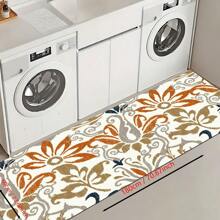 1 pieza, Decoración para el hogar, Alfombra, felpudo o tapete de cerámica de diatomita con patrón floral vintage impreso, antideslizante, rectangular con impresión 3D, apto para sala de estar, dormitorio, pasillo, baño, lavandería - Alfombras de poliéster, aptas para decoración de interiores y exteriores del hogar
