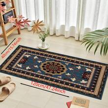 1 pieza Alfombra de silicona antideslizante con estampado floral del sudeste asiático, alfombra, tapete, impresión 3D rectangular, adecuado para sala de estar, dormitorio, pasillo, baño, lavandería - Alfombra de poliéster para decoración del hogar interior y exterior