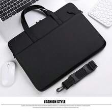带大容量天鹅绒收纳袋的笔记本电脑包，男女通用商务公文包，防震笔记本电脑内胆，适合返校使用的学校用品包，适合学校工作的笔记本电脑包，女士 Mac Book 保护套，兼容 Mac Book 保护套，大学必备品 - 黑色 - 查看 5