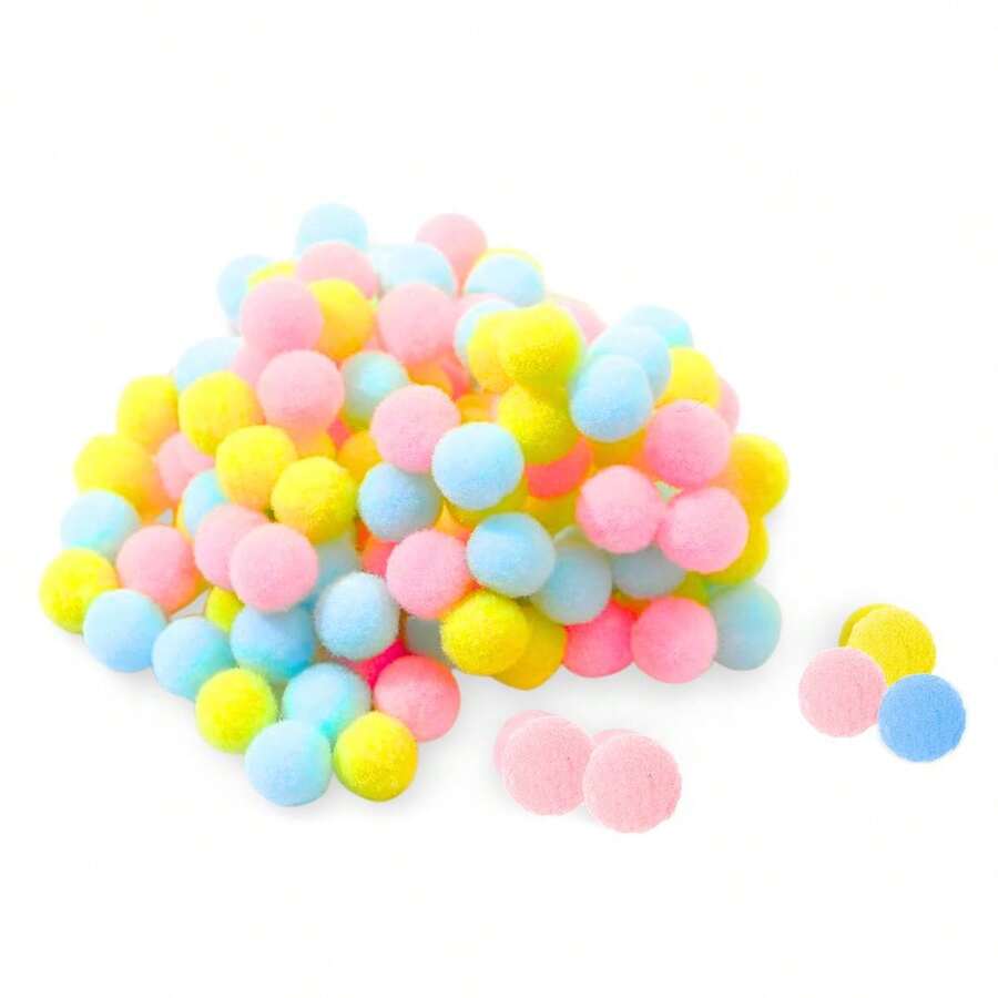 1000 Pompom Pom Pom Ball Crafts Polyester Fluffy 10mm - Mix Candy - View 1
