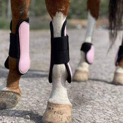 RIDE NOW Set Of 4 Horse Sports Boots, Open Front/Fetlock Boot For Horse, PU Neoprene Horse Leg Protective Boots, Horse Splint Boots Leg Protection And Support For Training, Racing, Riding, Jumping, Available In Small, Medium And Large Sizes