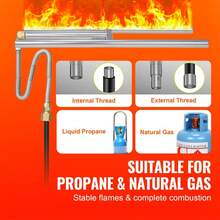 6x18 Inch Rectangular Stainless Steel Fire Pit Pan - H-Burner With 90,000 BTU For Natural & Propane Gas - Indoor/Outdoor Use - Durable Drop-In Fire Pit Burner - Silver - View 6