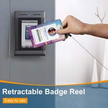 Retractable Badge Holder, Heavy Duty Vertical ID Card Badge Protector Case With Marble Texture, Suitable For Work Office Nurse Medical Student Teacher, For Ladies, Dark Purple,School Supplies,Back To School - one-size - View 2
