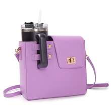 1pc Personalized Custom Name Design, Letter Capitalization, Pu Leather Square Portable Beverage Bottle, Water Cup Bag, Universal Large Insulated Cup, Pink Single-Shoulder Crossbody Water Cup Bag, Large-Capacity Women's Bag, Suitable For Daily Commuting, Office, Outdoor Camping And Shopping - Multicolor - View 15
