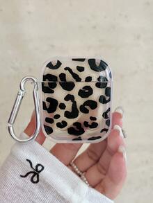 Estuche para auriculares con estampado de leopardo transparente negro con estilo retro/Y2K, estuche para auriculares con elemento de estampado animal, estuche para auriculares de material TPU transparente con 1 gancho colgante, compatible con estuche para , auriculares, compatible con estuche para Pro 3, compatible con Pro (2.ª generación), compatible con 3, compatible con Pro, compatible con 1/2, compatible con estuche para 4 - Multicolor - Ver 7