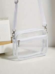 1 件轻质透明斜挎包，拉链开合，无衬里，PVC 材质，时尚白领上班族大学、工作、商务、通勤、办公室、周年纪念、生日礼物、情人节礼物、礼物、透明、透明防水包，适合女士、夏季、度假和海滩，非常适合音乐节 - 彩色 - 查看 6