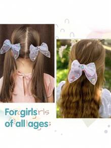 4 piezas Moños de cabello con purpurina y hojas doradas en miniatura de colores brillantes para el cumpleaños de niñas, accesorios para el cabello para niñas, niñas pequeñas y adolescentes para fiestas