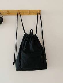 Simple Casual Drawstring Backpack; This Year's New Sports Backpack; Simple And Lightweight Travel Backpack - Black - View 5