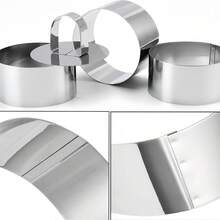 不锈钢三角形、花形、圆形、方形、心形慕斯圈，适合制作蛋糕、饼干等，完美的厨房烘焙工具。 - 銀色 - 查看 4