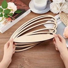 7件套椭圆形陶瓷工具套装，木质同心几何图案轨道套件，适用于DIY陶瓷切割和印刷空白模具粘土板 - 杏色 - 查看 3