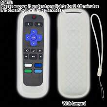Funda protectora de silicona para control remoto de TV, de silicona suave que brilla en la oscuridad, resistente a la suciedad, adecuada para Roku Rc280 universal con cordón
