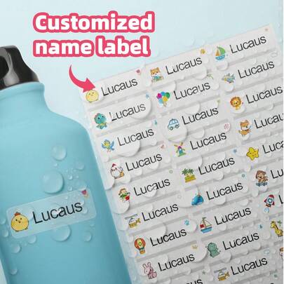 1-198pcs Transparent Waterproof Vinyl Name Labels - Customizable Cute Stickers, Suitable For Student Supplies/College Dorm Organization/Sports Gear, Reusable No-Iron Identity Labels For Lunch Boxes/Water Bottles/Gym Bags, Fit For Daycare/Preschool, Shower Gift Set ,Travel Organizer