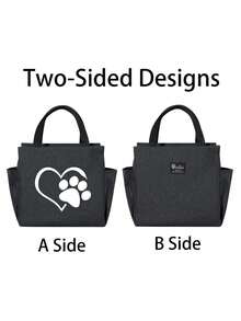 1 Pc, Heart & Paw Pattern Printed Insulated Bento Bag, Reusable Large Capacity Lunch Box Bag, Suitable For Office Workers And Travelback To School School Stuff Bag For School Lunch Bag For Women Cooler Bag Picnic Accessories School Accessories Lunch Box For School - Multicolor - View 10