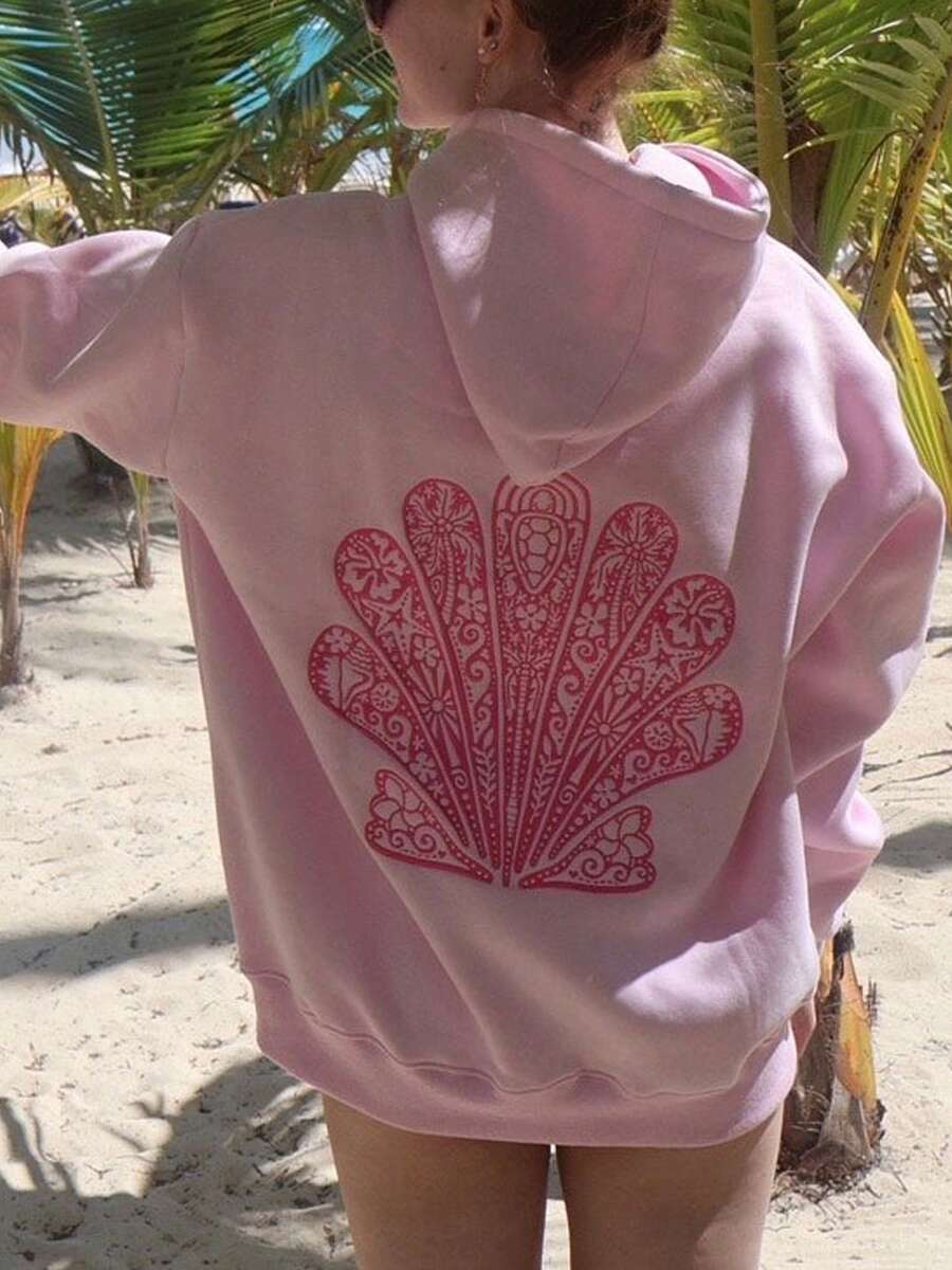 Y2k Hoodies For Teen Girls Women Oversized Graphic Flower Embroidery Hooded Sweatshirts Vintage Long Sleeve Pullover Top Y2K Preppy Aesthetic Sweatshirt Top - 粉色 - 查看 1