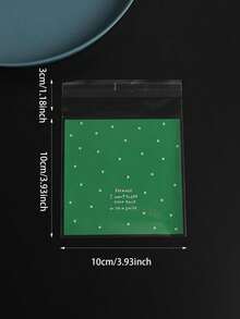 100个10x10厘米绿色圆点自封包装袋，糖果袋礼品袋，清新圆点图案 - 綠色 - 查看 4