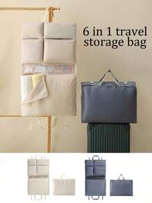 1 pieza Bolsa organizadora de viaje plegable 6 en 1, bolsa de almacenamiento de gran capacidad y multiusos con múltiples bolsillos, apta para equipaje, ropa interior, ropa, pantalones, accesorios de viaje, cosméticos, cuidado de la piel, adecuada para viajes, vacaciones, playa, vuelta al colegio