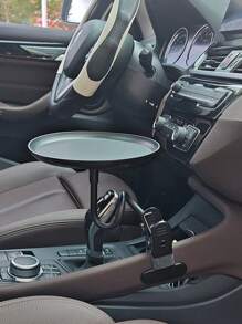 通用灵活可调节汽车托盘 - 可容纳食物、饮料、化妆品和药片，为前排和后排乘客提供节省空间的存储解决方案，易于安装和拆卸，多功能汽车储物架，可提升旅行体验，多功能汽车储物架 - 黑色 - 查看 11