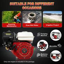 6.5HP 200cc 4-Stroke Gasoline Engine - 3KW/3600RPM Power Motor With 6.5L Fuel Tank For Pumps, Tillers & Farm Equipment (Pull Start, Air-Cooled) - Red Black - View 6