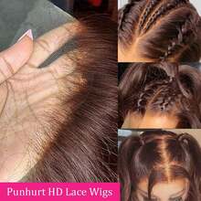 Peruca Lace Front de Cabelo Misturado Densidade 200% Castanho Chocolate Liso Longo 8-34 Polegadas Linha de Cabelo Natural com Cabelo de Bebê 13x4 Peruca Lace Frontal Castanho Escuro Osso Liso Cabelo Humano Misturado Pré-Arrancado Pré-Cortado Linha de Cabelo Natural com Cabelo de Bebê Peruca Lace Front Castanho Natural Liso 4# para Uso Diário