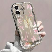 Funda para teléfono (1 unidad) con diseño de ondas electrochapadas y cadena de perlas. Protección completa contra golpes y caídas. Elegante accesorio compatible con las series 11, 12, 13, 14, 15, 16 Pro y Pro Plus. - Colores mixtos 3 - Ver 2