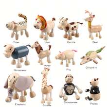 Wooden Simulation Wild Animal Toy Models Wooden Toys Handmade Decorations Birthday Gifts For Boys And Girls - Yellow - View 3