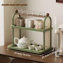 1pc Cup Holder Organizer Rack, Multi-Tier Table-Top Cup, Tea, Coffee Mug Display Stand, Kitchen Vintage Draining Shelf