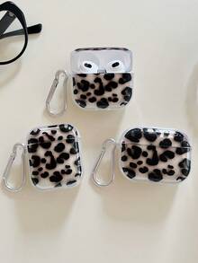 Estuche para auriculares con estampado de leopardo transparente negro con estilo retro/Y2K, estuche para auriculares con elemento de estampado animal, estuche para auriculares de material TPU transparente con 1 gancho colgante, compatible con estuche para , auriculares, compatible con estuche para Pro 3, compatible con Pro (2.ª generación), compatible con 3, compatible con Pro, compatible con 1/2, compatible con estuche para 4 - Multicolor - Ver 8
