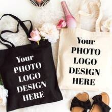 Customizable Canvas Tote Bag With Your Logo - Personalized Business Promotional Gift, Trade Show, Or Shopping Bag, High-Quality Print, Durable Handles, Custom Text Option, Logo Tote Bag, The Product Is A Printed Product - Multicolor - View 1