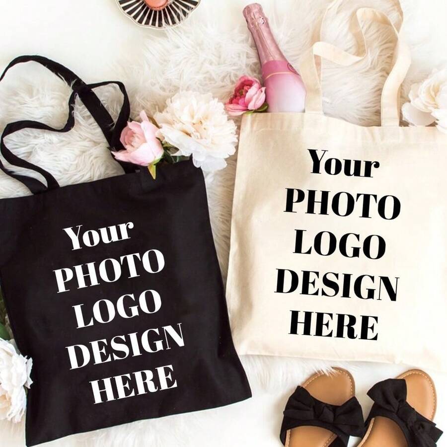Customizable Canvas Tote Bag With Your Logo - Personalized Business Promotional Gift, Trade Show, Or Shopping Bag, High-Quality Print, Durable Handles, Custom Text Option, Logo Tote Bag, The Product Is A Printed Product - Multicolor - View 1
