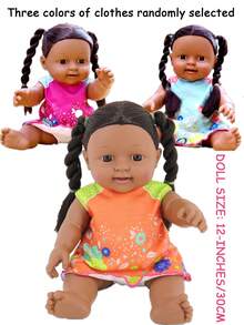 12 英寸逼真娃娃非洲可爱卡通娃娃 DIY 硅胶重生婴儿玩具陪伴娃娃适合儿童适合女孩的节日和生日礼物，适合孩子的完美礼物完美/圣诞节礼物，黑色重生娃娃，真实婴儿娃娃，女孩玩具>PVC - 黑色 - 查看 4