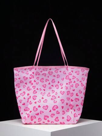 沙滩包、度假包、女士心形手提包、度假必需品、女士沙滩配饰、旅行必备品（图案随机）