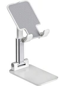 Universal Adjustable & Foldable Mobile Holder Tabletop Phone Desk Stand: Multi-Angle, Anti-Slip Mobile Stand Compatible With All Device - White - View 2