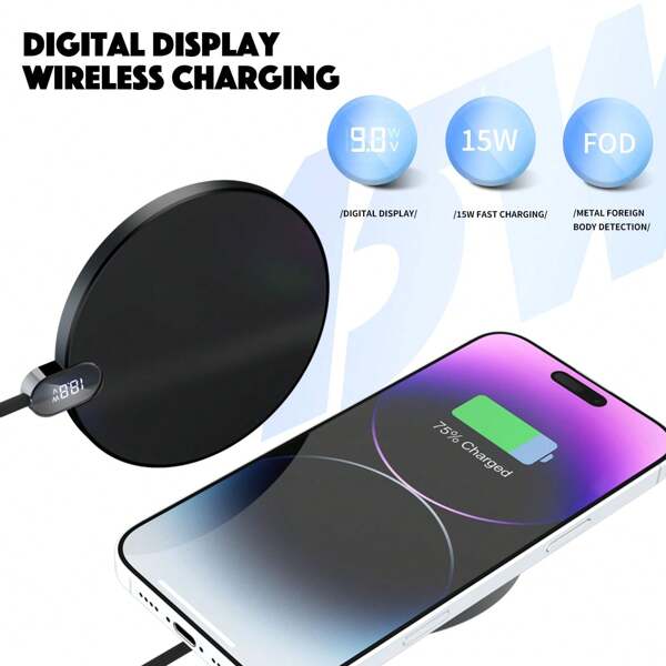 Cargador inalámbrico ultrafino de 15W | Tan delgado como una tarjeta | Carga en cualquier momento | Perfecto para viajar | Carga rápida y segura apto para oficina, dormitorio y hogar