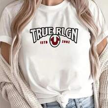 Refreshing Summer Trues Religions T-Shirt Men Women Short Sleeves Luxury Brand Tops Cotton Loose Crew Neck Tshirt Trues Religions Print Oversized Tees - trắng - Xem 1