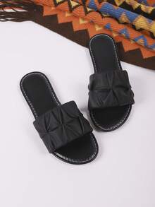 Women's Casual Flip Flops, Soft Sole Anti-Slip Outdoor Slippers, Fashionable Square Toe Beach Sandals For Summer