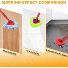 Replacement Mop Heads For 2 Tank Spin Mop System, 2 Microfiber Refills, 1 Scrub Brush, And 1 Mop Base Set Combo