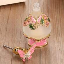 Vintage Perfume Bottle 25ML Butterfly Gemstone Inlaid Crystal Essential Oil Dropper Bottle Refillable Empty Container Decorative Glass Bottle For Women Girls - Bướm hồng - Xem 2
