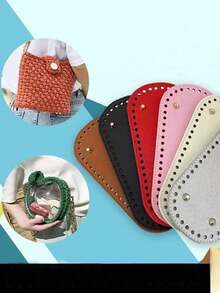 4pcs Mix-Color Crochet Hook Bag Bottom Accessories, Handmade Weaving Material Crochet Base Board, PU Leather Bag DIY Base, Knitting Shaping - Multicolor - View 3