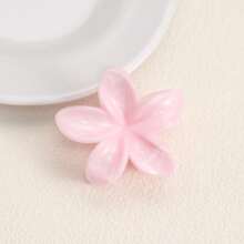 3pcs/6pcs Set Summer Marble Pattern Glossy Pink Daisy Flower Sweet Cute Small Hair Claw Bangs Clip Ponytail Holder Hair Accessories