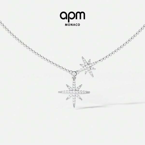 APM Monaco AC6424OX Cadou de ziua de naștere pentru prietenă Colier cu stea cu șase colțuri din argint 925, lanț de claviculă de lux, stil zână, design de nișă de înaltă calitate, cadou de Ziua Îndrăgostiților pentru fete
