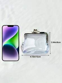 1pc Retro Coin Purse, Women's Short Wallet, Retro Transparent Coin Purse, Portable Mini Cosmetic Bag, Women's Travel Cosmetic Bag, Coin Purse, Exquisite And Easy To Carry, Travel, Home Storage, Travel Essential, Dormitory Supplies, Wedding Bride Gift, Mother's Day Gift, Best Friend Gift, Birthday Gift, Souvenir - Clear - View 9