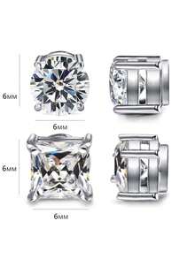 4 peças brincos de orelha decorativos simples de zircônia cúbica - Prata - Ver 7