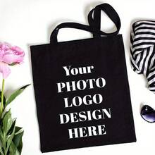 Customizable Canvas Tote Bag With Your Logo - Personalized Business Promotional Gift, Trade Show, Or Shopping Bag, High-Quality Print, Durable Handles, Custom Text Option, Logo Tote Bag, The Product Is A Printed Product - Multicolor - View 4
