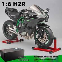 modelgt 1 件 1:6 比例川崎 H2R 摩托车合金压铸模型，逼真的仿真自行车玩具，带可移动部件和喷雾功能，成人收藏品展示品，男孩礼物 - 彩色 - 查看 6