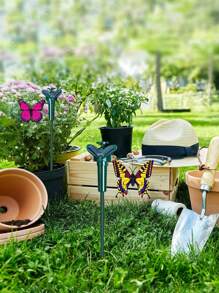 6pcs Simulated Solar Colorful Butterfly Garden Decoration Stakes, Outdoor Decorative Ground Plugs, Solar-Powered, Energy-Saving And , Battery-Free, Can Be Powered By No. 7 Batteries, Electric Hummingbird Decoration, Suitable For Landscape Decoration Of Gardens, Terraces, Manors, And Flower Beds